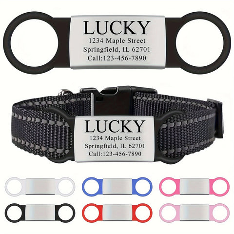 Customized Stainless Steel Engraved Nameplate for Pet Identification Cat and Dog ID Tag Installed on Collar with Name and Phone