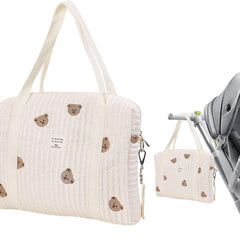 Diaper Tote, Soft Cotton Embroidery Caddies Cart Toy Organization, Cute Cartoon Pattern Outdoor Travel Organizer Diapers, Large Capacity Baby Organizers Pack, Diaper Caddy Bag for Diapers Wipes