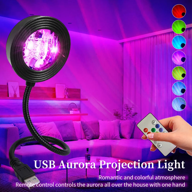 RGB Aurora Led Night Light with Remote Control Starry Sky Galaxy Projector USB 5V for Christmas Home Party Lighting Room Decor