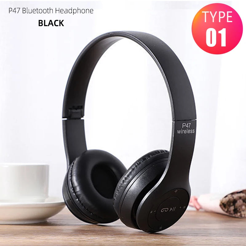 T5 Bluetooth Headphones over Ear Head Wireless Earphones with Mic Music Headset Gamer Foldable Auriculare Fone for Huawei Iphone