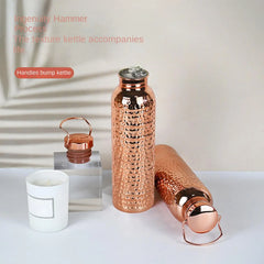 800Ml 304 Stainless Steel Electroplated Copper Water Bottle​ ​Insulated Drinkware​ ​Hammer Pattern Bottle​ for Camping Hiking