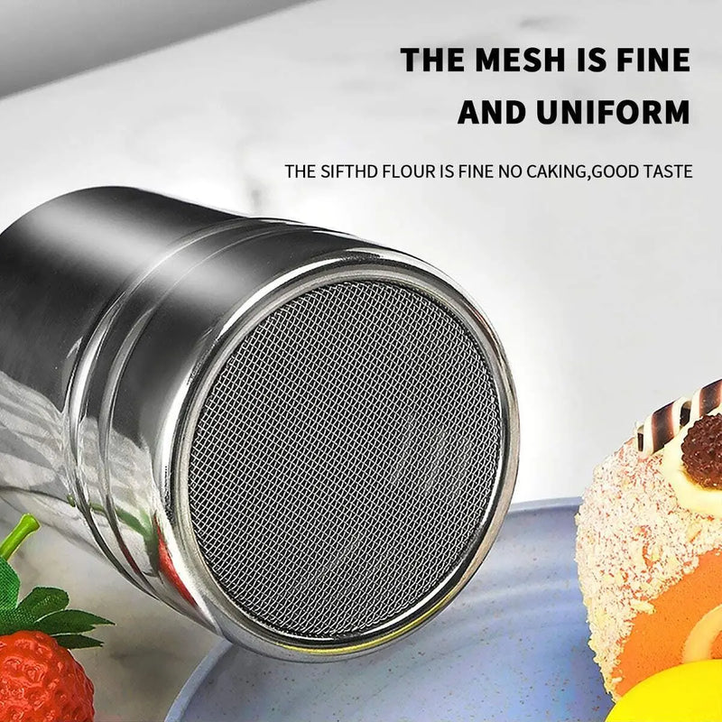 1Pc-Silver Stainless Steel Mesh Tube Type Dusters Dusting Salt Shaker Spice Jar Salt Sugar Pepper Shaker Box Cocoa Icing Powder