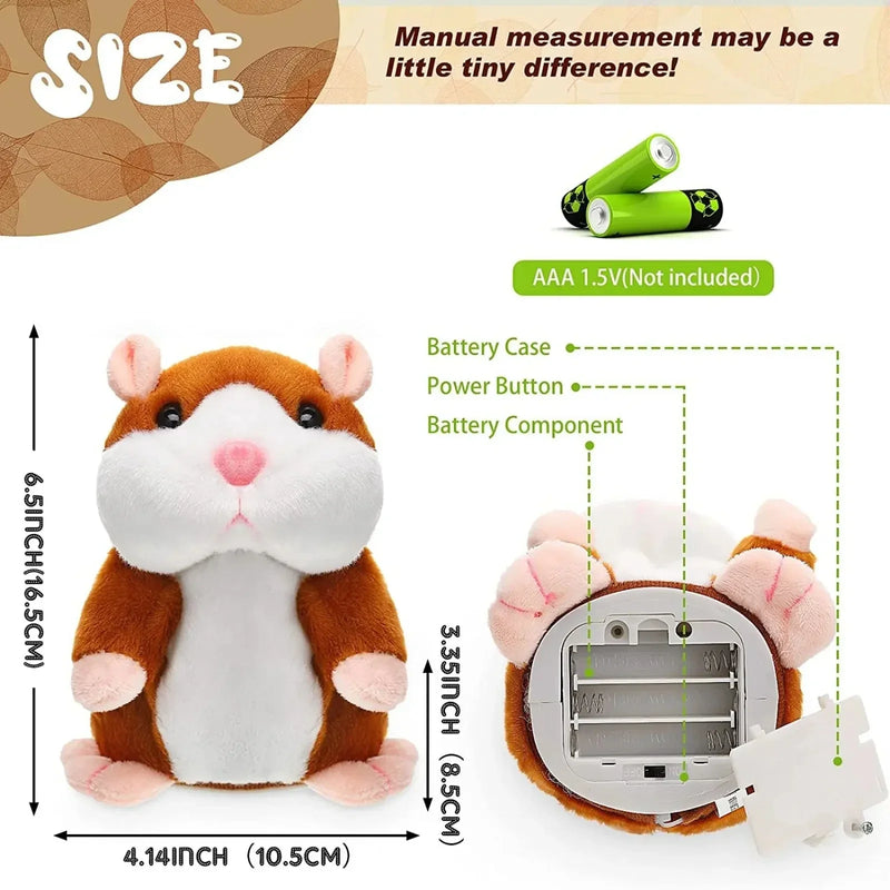 Talking Hamster Plush Toy – Voice Repeating & Nodding Interactive Toy for Kids
