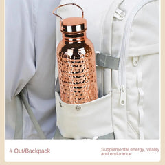 800Ml 304 Stainless Steel Electroplated Copper Water Bottle​ ​Insulated Drinkware​ ​Hammer Pattern Bottle​ for Camping Hiking