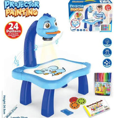 Kids Painting Board Toys Children LED Projector Art Painting Table Desk Arts Toy Educational Learning Paint Tool Toy for Girl