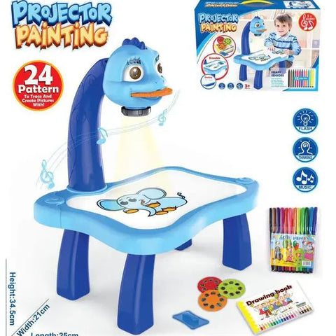 Kids Painting Board Toys Children LED Projector Art Painting Table Desk Arts Toy Educational Learning Paint Tool Toy for Girl