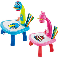 Kids Painting Board Toys Children LED Projector Art Painting Table Desk Arts Toy Educational Learning Paint Tool Toy for Girl