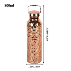 800Ml 304 Stainless Steel Electroplated Copper Water Bottle​ ​Insulated Drinkware​ ​Hammer Pattern Bottle​ for Camping Hiking
