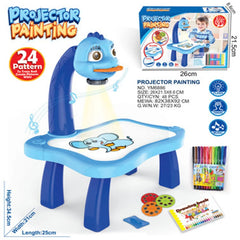 Kids Painting Board Toys Children LED Projector Art Painting Table Desk Arts Toy Educational Learning Paint Tool Toy for Girl