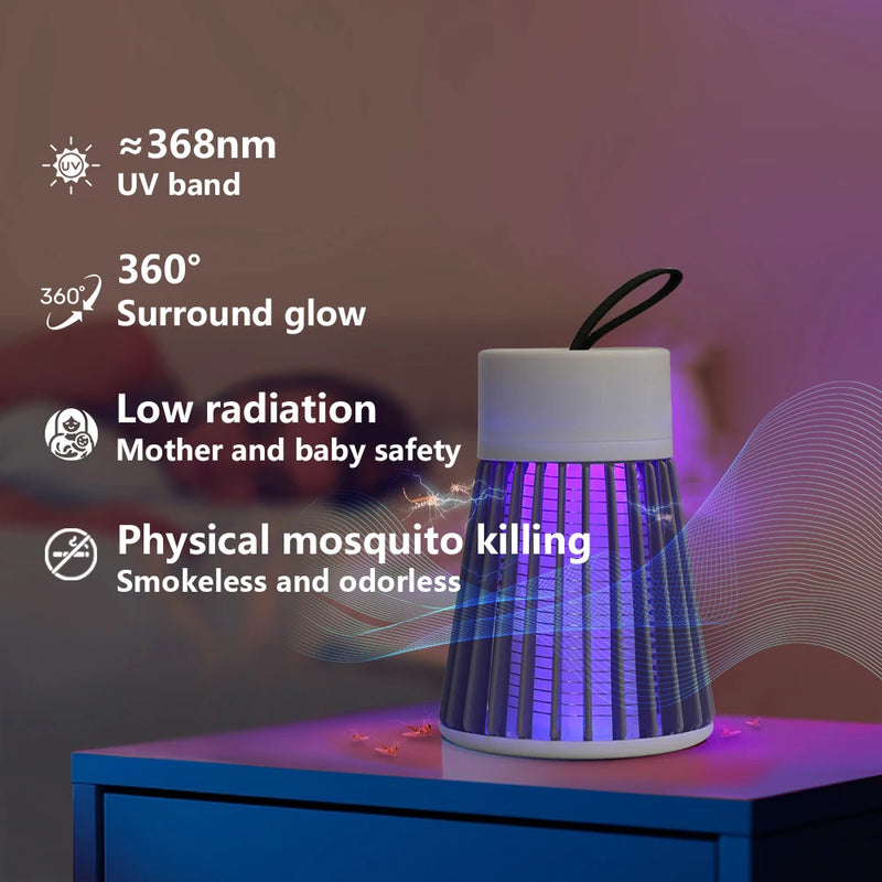 Electric Mosquito Killer Lamp 2-In-1 USB Bug Zapper with LED Light for Bedroom Outdoor Camping - Insect Trap for Wasps Gnats