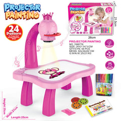 Kids Painting Board Toys Children LED Projector Art Painting Table Desk Arts Toy Educational Learning Paint Tool Toy for Girl