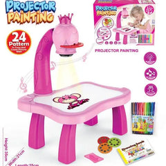 Kids Painting Board Toys Children LED Projector Art Painting Table Desk Arts Toy Educational Learning Paint Tool Toy for Girl