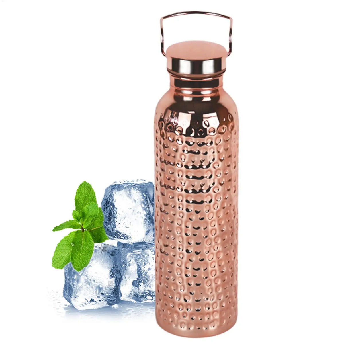 800Ml 304 Stainless Steel Electroplated Copper Water Bottle​ ​Insulated Drinkware​ ​Hammer Pattern Bottle​ for Camping Hiking