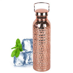 800Ml 304 Stainless Steel Electroplated Copper Water Bottle​ ​Insulated Drinkware​ ​Hammer Pattern Bottle​ for Camping Hiking