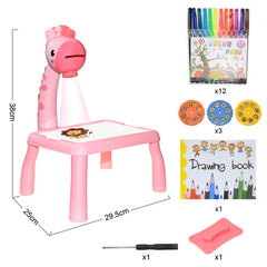 Kids Painting Board Toys Children LED Projector Art Painting Table Desk Arts Toy Educational Learning Paint Tool Toy for Girl