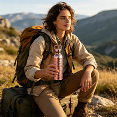 800Ml 304 Stainless Steel Electroplated Copper Water Bottle​ ​Insulated Drinkware​ ​Hammer Pattern Bottle​ for Camping Hiking