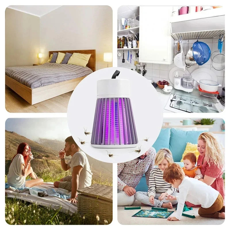 Electric Mosquito Killer Lamp 2-In-1 USB Bug Zapper with LED Light for Bedroom Outdoor Camping - Insect Trap for Wasps Gnats