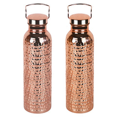 800Ml 304 Stainless Steel Electroplated Copper Water Bottle​ ​Insulated Drinkware​ ​Hammer Pattern Bottle​ for Camping Hiking