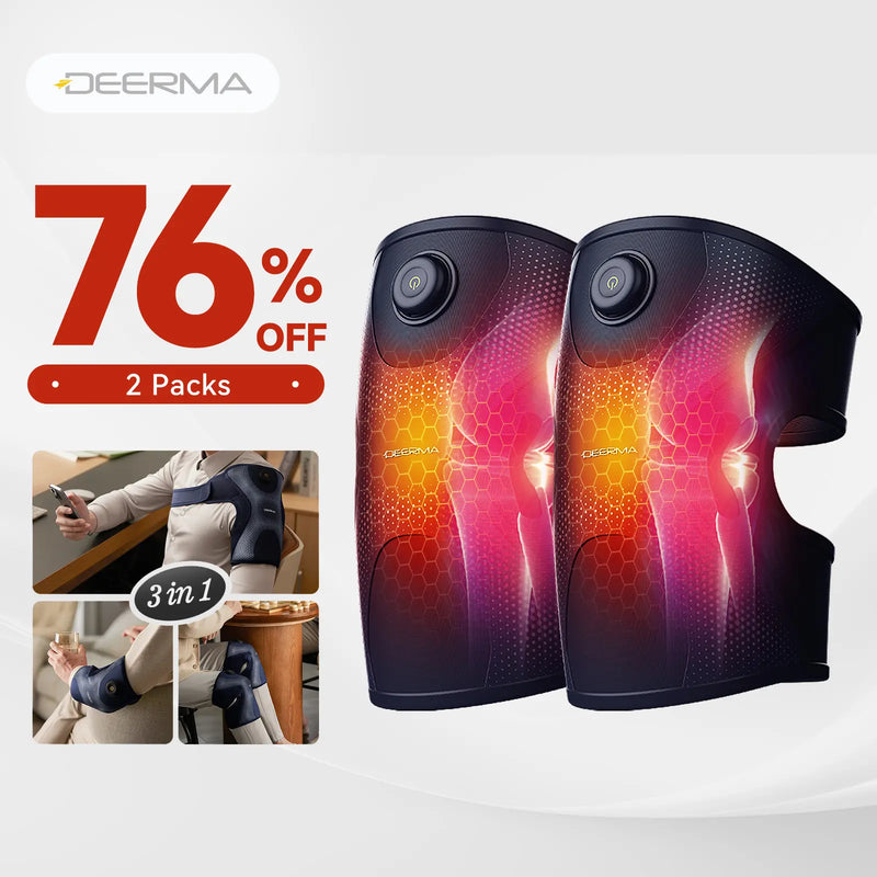 Deerma Cordless Heated Knee Pads (2-Pack) – Vibration + 5-Level Heat | for Knee, Shoulder & Elbow | Knee Relief & Perfect Gift! Comfort