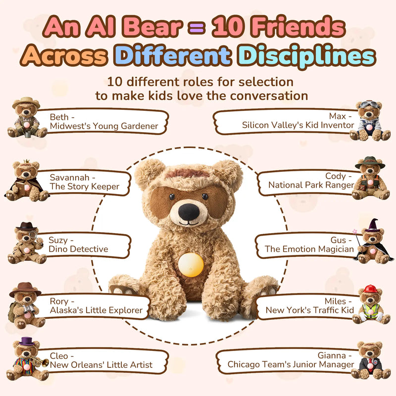 MOREXIMI AI Talking Teddy Bear – Chatgpt Powered Interactive Plush Toy with Magnetic Safety Core, Real-Time Voice Learning & Storytelling Companion for Kids Ages 3+