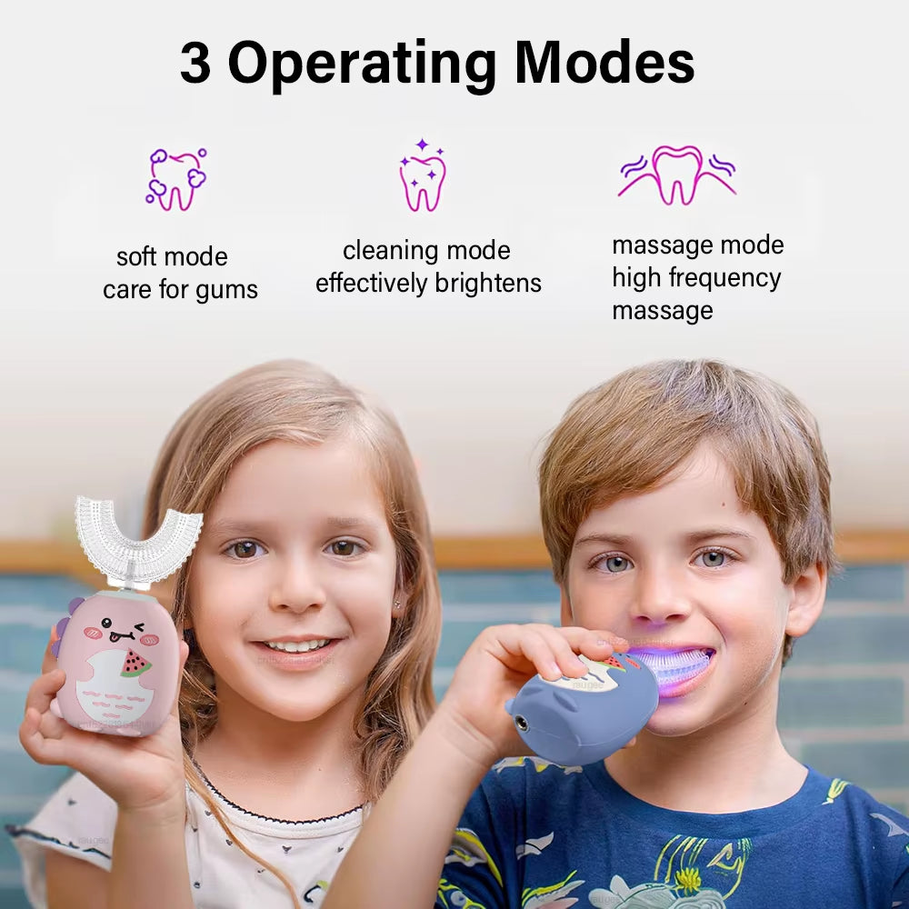 Electric Toothbrush for Children U Shaped Electric Child Toothbrush USB Rechargeable Cartoon Kids Children'S Electric Toothbrush