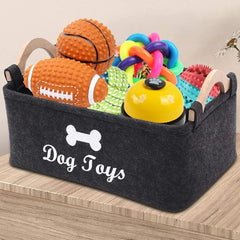 Felt Pet Toy Box and Dog Toy Box Storage Basket Chest Organizer - Perfect for Organizing Pet Toys, Blankets, Leashes and Food