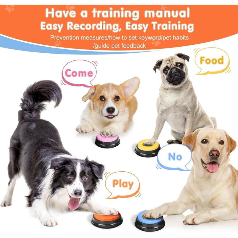 Pet Buttons for Communication, Talking Buttons for Dogs and Cats,8 Recordable Sound Buttons + 24 Scene Patterns + 1 Dog Button Mat+ 16 AAA
