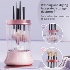 Upgrade Electric Makeup Brush Cleaner Machine – Makeup Brush Clean and Dry Makeup Brushes Tools,Sponges Automatically-Make up Dryer,Washer Holder Combined(Pink)-Perfect for Home & Professional Use