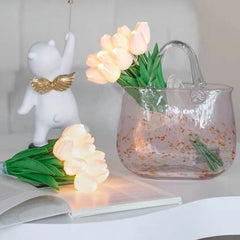 5/10Pcs LED Tulips Bouquet Night Light for Home Garden Artificial Flowers PU Tulip Fake Flower Decoration Wedding Birthday Gift