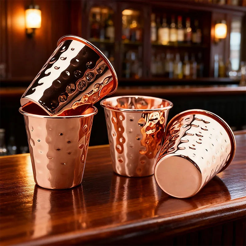 New 100% Copper Cups Pure Solid Moscow Mule PURE Copper Mugs-Shaped 2Oz Cocktail Cups Beer Cup Milk Mug Drinkware