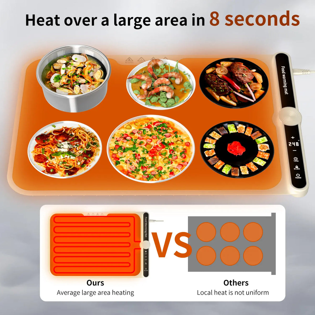 Upgrated Food Warming Mat,Foldable Electric Warming Tray, Adjustable Max Temperature 212°F,Warming Tray for Buffets Party ,Full Surface Heating for Tableware and Coasters,Premium Silicone Nano-Material,Thanksgiving,Christmas Adjustable Electric