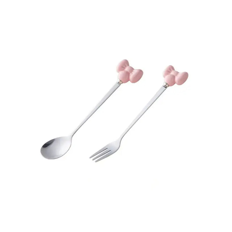 304 Stainless Steel Bowknot Cutlery Set, Creative Cute Fruit Fork, Coffee Spoon, Dessert Cake Fork and Spoon, Elegant Dining Essentials