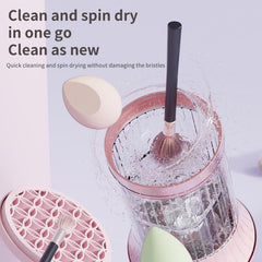 Upgrade Electric Makeup Brush Cleaner Machine – Makeup Brush Clean and Dry Makeup Brushes Tools,Sponges Automatically-Make up Dryer,Washer Holder Combined(Pink)-Perfect for Home & Professional Use
