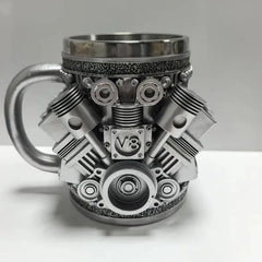 Stainless Steel &Resincup V8 & V6,Engines Design Mug, Durable & Stylish Rust-Proof Coffee Mug for Car Enthusiasts & Novelty Gift