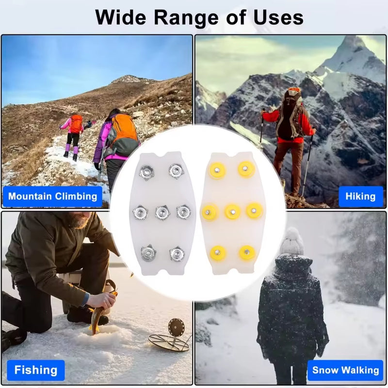 Transparent Ice Cleats Snow Grips 5/7 Teeth Studs Invisible Traction Crampons anti Slip Spikes for Winter Walking Hiking Boots