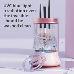 Upgrade Electric Makeup Brush Cleaner Machine – Makeup Brush Clean and Dry Makeup Brushes Tools,Sponges Automatically-Make up Dryer,Washer Holder Combined(Pink)-Perfect for Home & Professional Use
