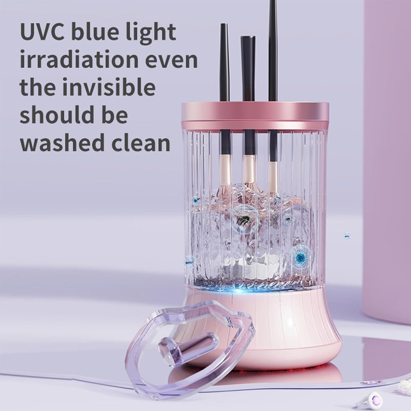 Upgrade Electric Makeup Brush Cleaner Machine – Makeup Brush Clean and Dry Makeup Brushes Tools,Sponges Automatically-Make up Dryer,Washer Holder Combined(Pink)-Perfect for Home & Professional Use