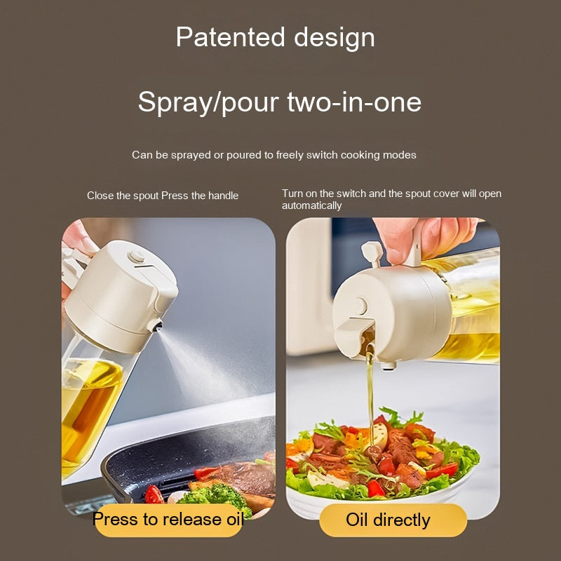 470ML Olive Oil Sprayer Dispenser for Cooking BBQ 2 in 1 Glass Oil Vinegar Soy Sauce Spray Kitchen Oil Bottle for Air Fryer