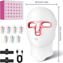 LED Face Mask Light Therapy for Face and Neck 270 + 90 LED Beads 7 Color Light Therapy Mask Red Light Therapy Face Mask for Skin Rejuvenation Anti-Aging Wrinkles Tightening Facial Skin Care Device