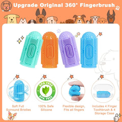 4-Packs Dog Toothbrush Finger Toothbrush Dogs Tooth Brushing Kit Dogs Finger Toothbrushes for Dog Teeth Cleaning& Dental Care Doges Tooth Brush Pet Toothbrush