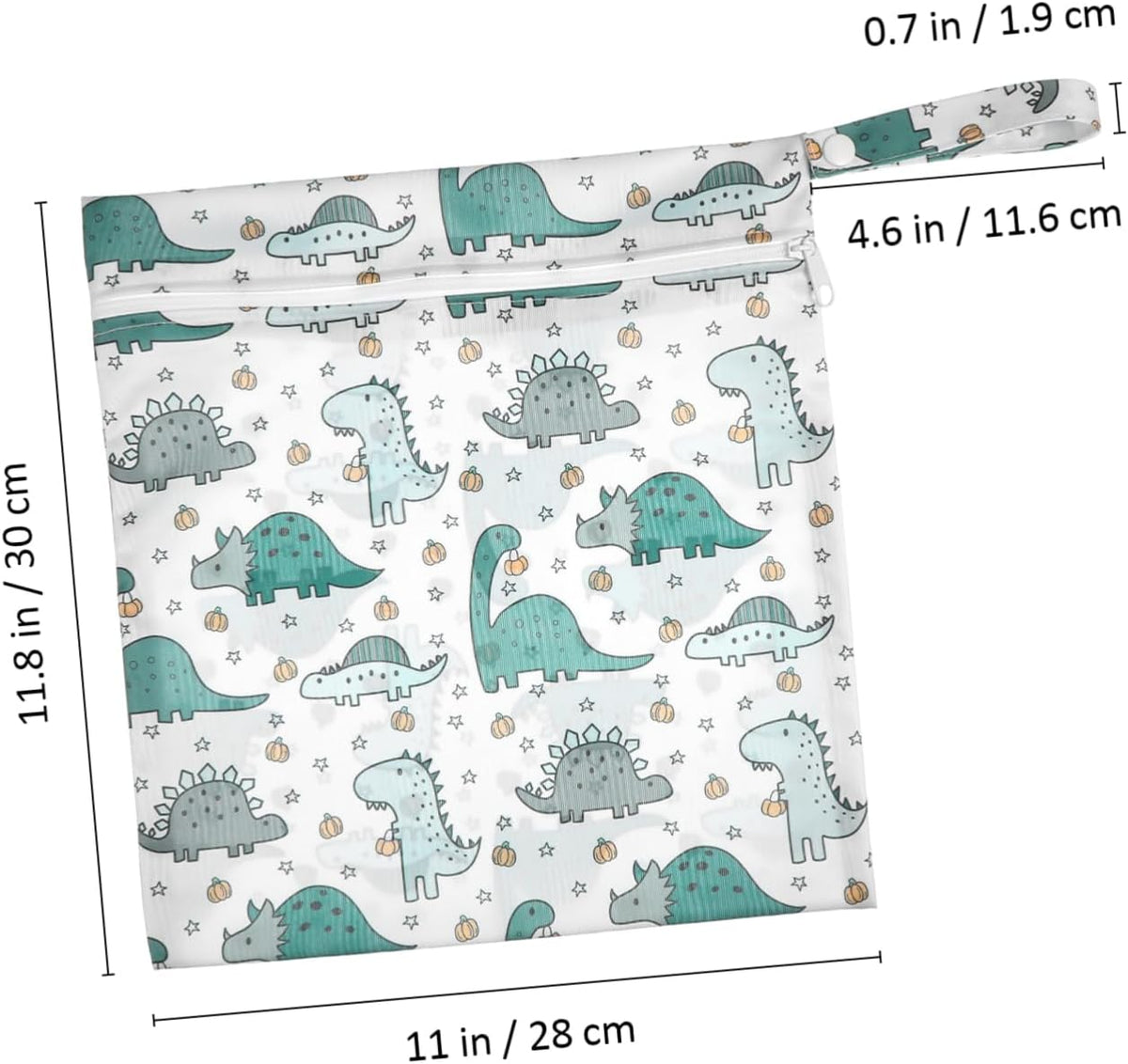 2Pcs Cartoon Zippered Wet Bags Reusable Storage Pouches Diaper Bag Organizer for Swimmers Daycare Parents