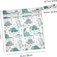 2Pcs Cartoon Zippered Wet Bags Reusable Storage Pouches Diaper Bag Organizer for Swimmers Daycare Parents