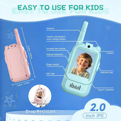Children'S Video Intercom 2-Inch High-Definition Screen Rechargeable Voice Fonts One-Click Call Cartoon Intercom Gift for Kids