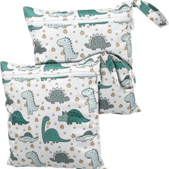 2Pcs Cartoon Zippered Wet Bags Reusable Storage Pouches Diaper Bag Organizer for Swimmers Daycare Parents