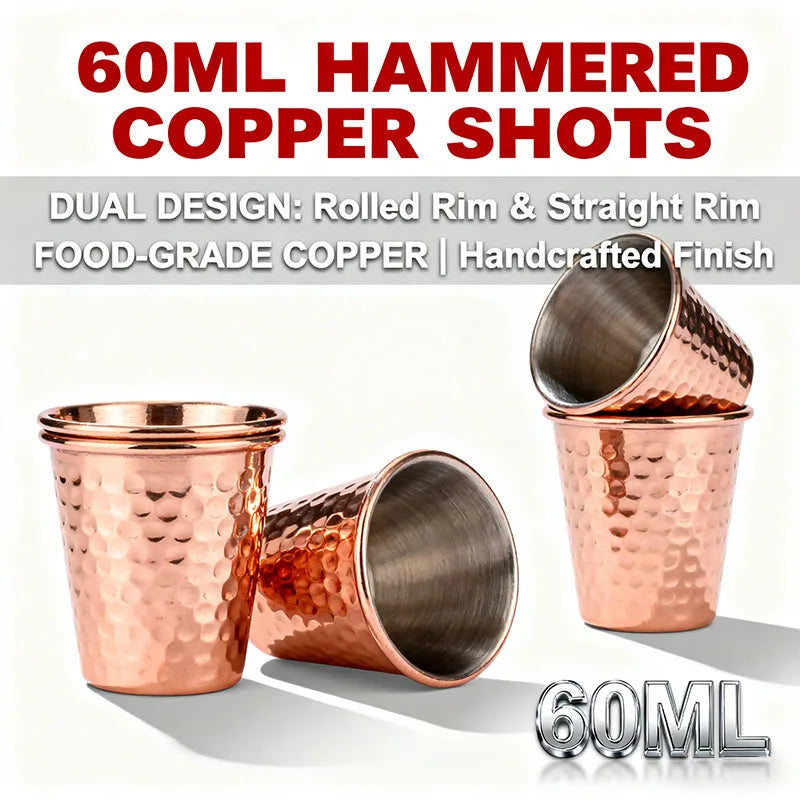 New 100% Copper Cups Pure Solid Moscow Mule PURE Copper Mugs-Shaped 2Oz Cocktail Cups Beer Cup Milk Mug Drinkware