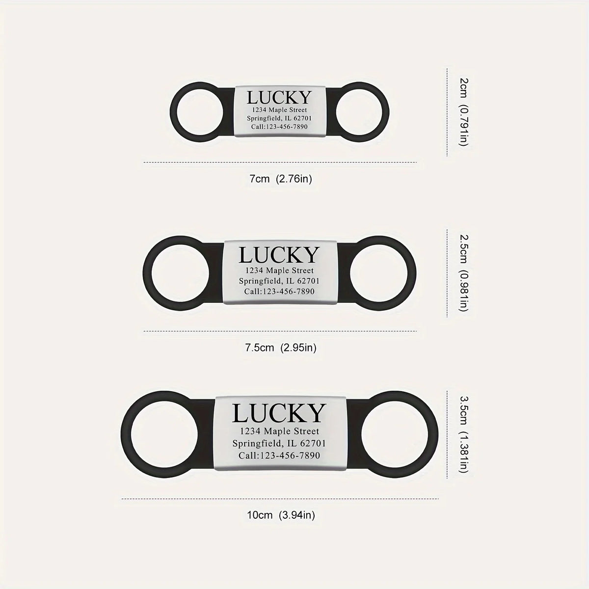 Customized Stainless Steel Engraved Nameplate for Pet Identification Cat and Dog ID Tag Installed on Collar with Name and Phone