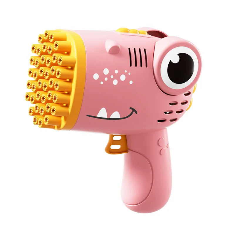 Kids 40 Hole Dinosaur Bubble Gun Toys Summer Soap Water Bubble Machine 2-In-1 Electric Bubble Machine for Children Gift Toys