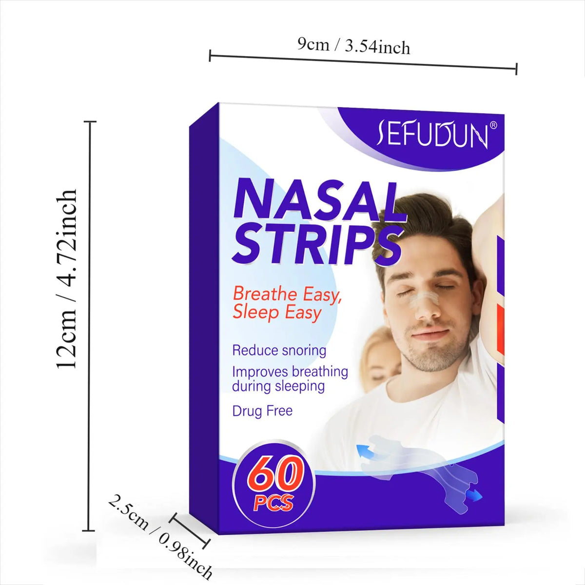 Nasal Care Tools, 60Pcs Nose Strips for Breathing, Drug-Free, Nasal Strips for Snoring Relief, Nasal Congestion Relief Due to Colds & Allergies