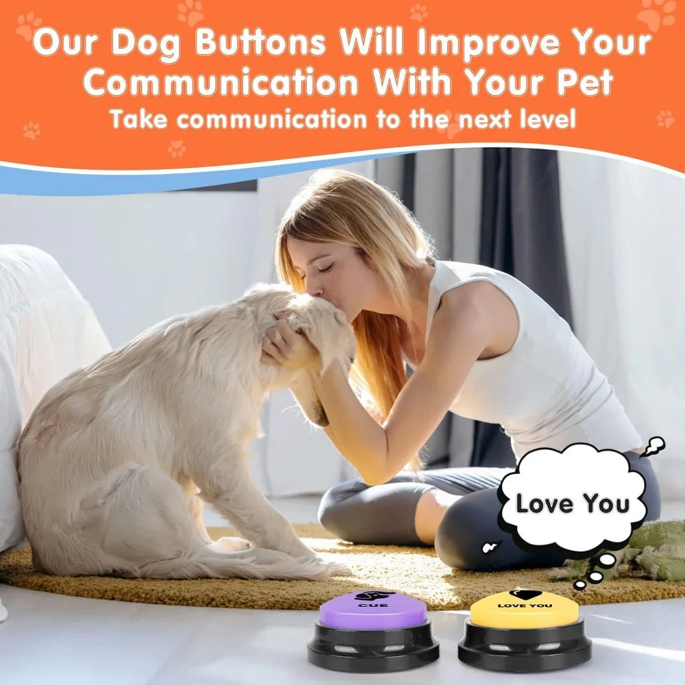 Pet Buttons for Communication, Talking Buttons for Dogs and Cats,8 Recordable Sound Buttons + 24 Scene Patterns + 1 Dog Button Mat+ 16 AAA