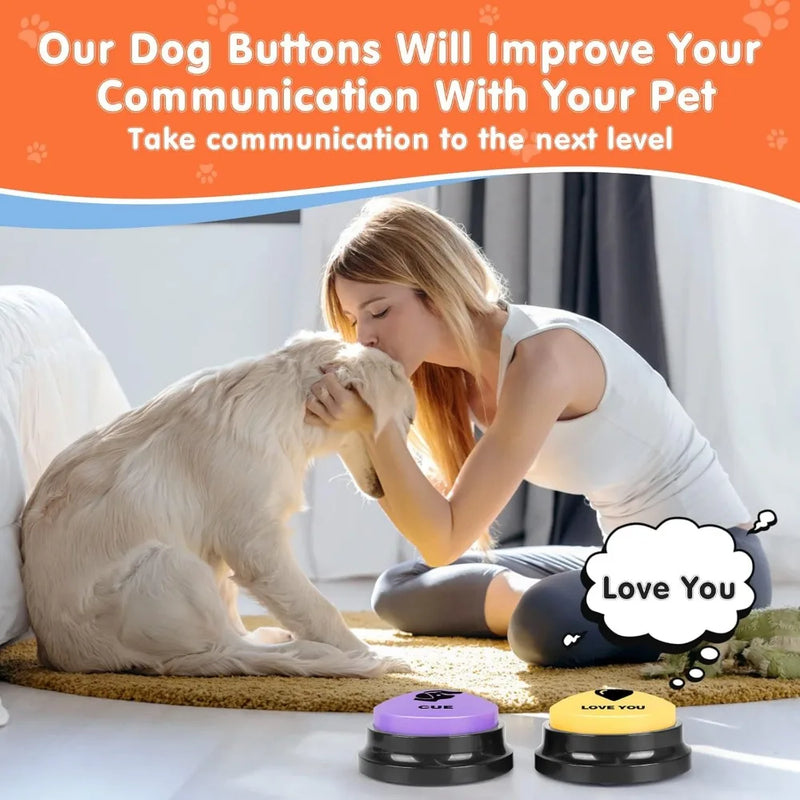 Pet Buttons for Communication, Talking Buttons for Dogs and Cats,8 Recordable Sound Buttons + 24 Scene Patterns + 1 Dog Button Mat+ 16 AAA